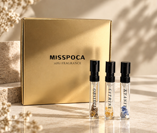 MISSPOCA 2ml 系列體驗組・金色禮盒與 OBSIDIAN、CITRINE、KYANITE 三瓶香氛